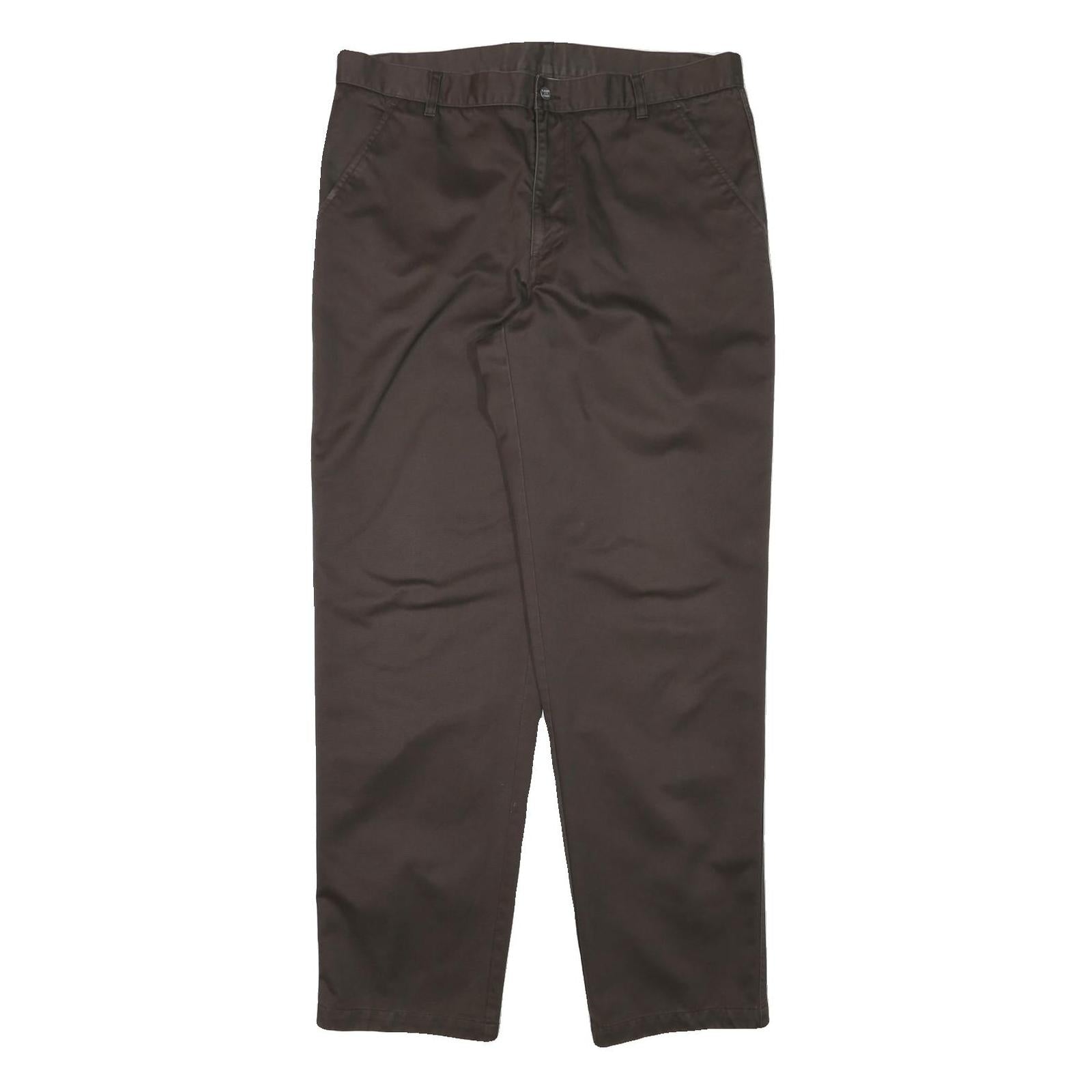 CALVIN KLEIN JEANS Mens Relaxed Brown Cotton Blend Trousers W37 L33 Casual Fit