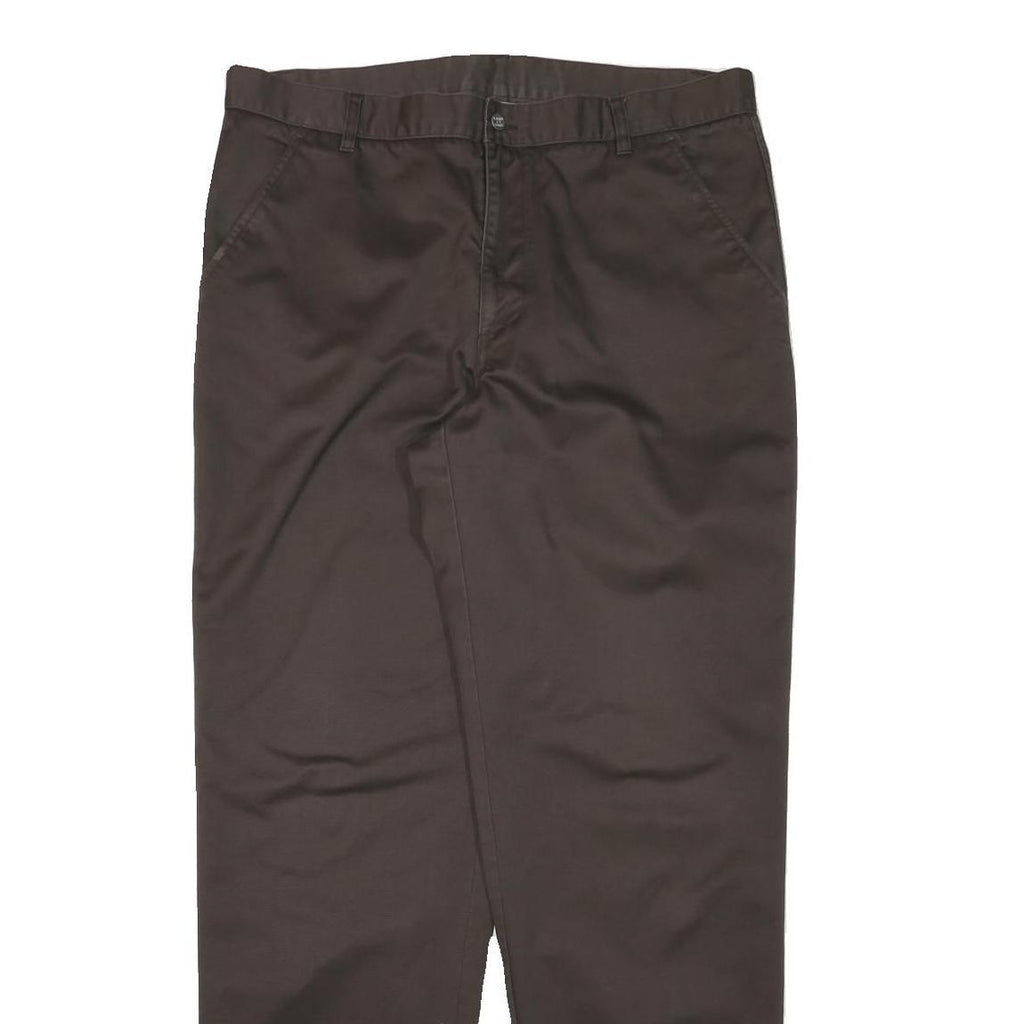 CALVIN KLEIN JEANS Mens Relaxed Brown Cotton Blend Trousers W37 L33 Casual Fit