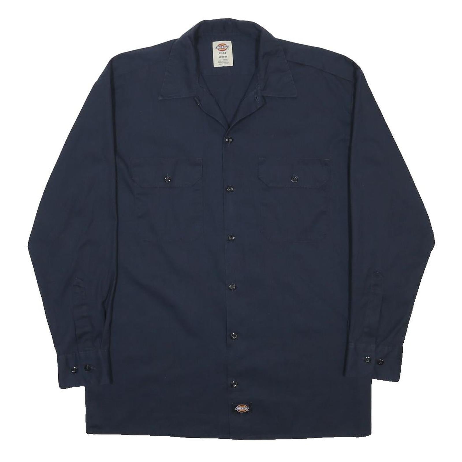 DICKIES Mens Navy Blue Work Shirt M Button Up Long Sleeve Durable