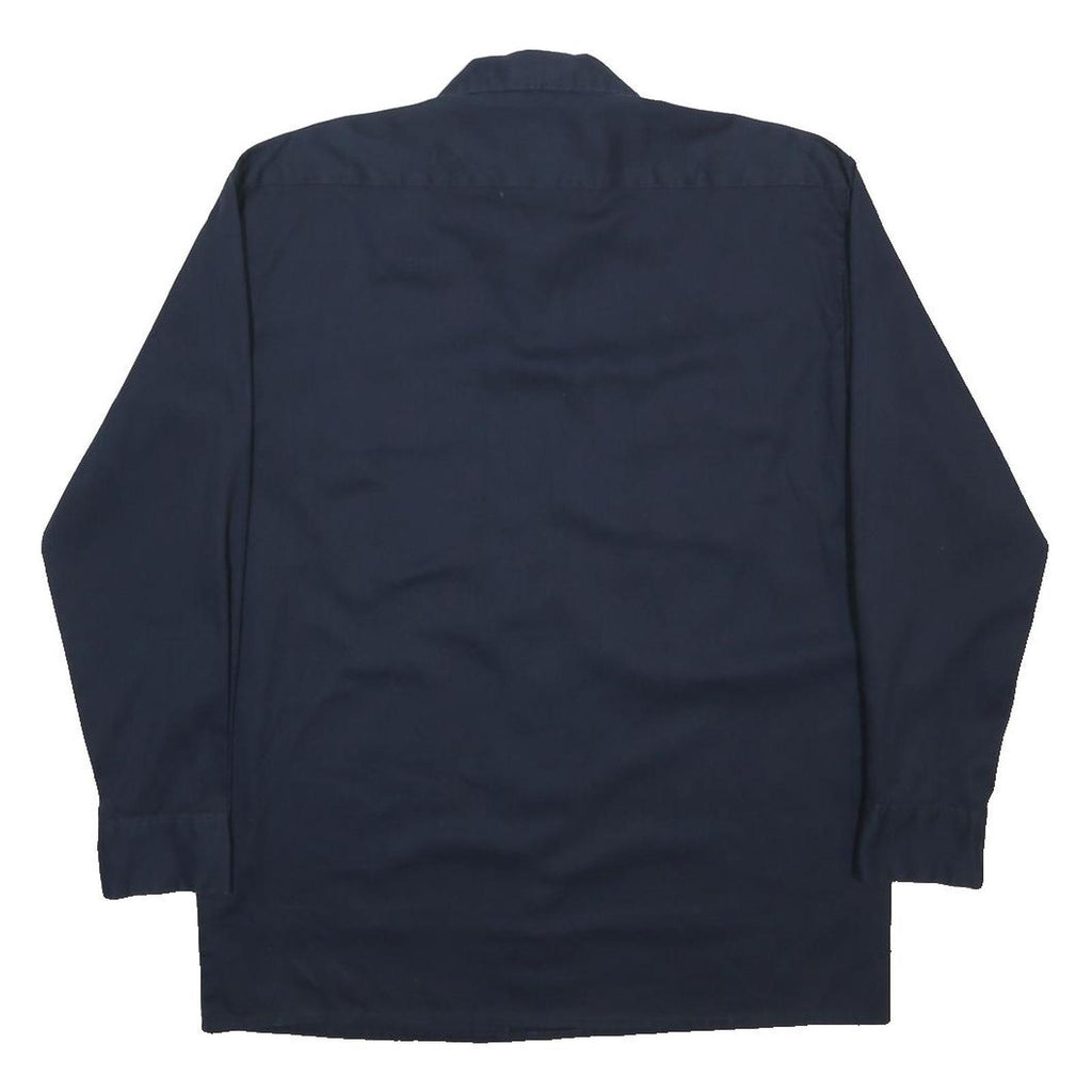 DICKIES Mens Navy Blue Work Shirt M Button Up Long Sleeve Durable