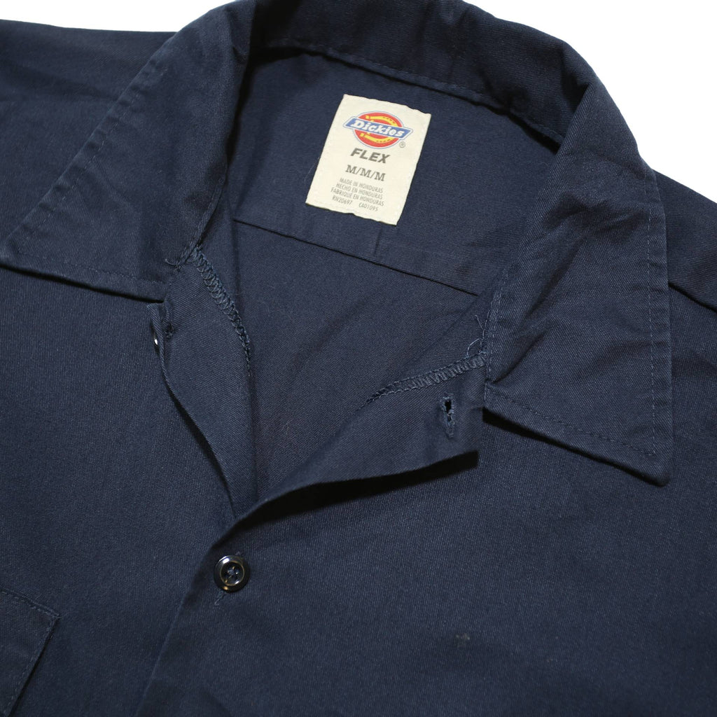 DICKIES Mens Navy Blue Work Shirt M Button Up Long Sleeve Durable