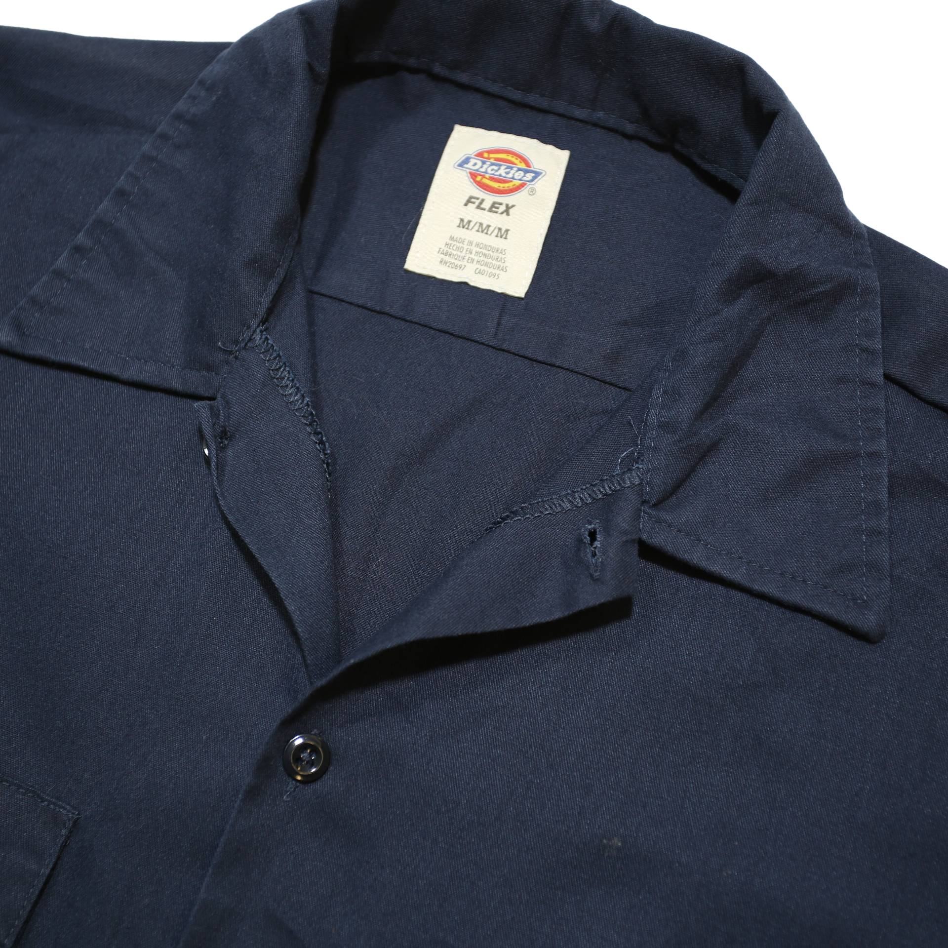 DICKIES Mens Navy Blue Work Shirt M Button Up Long Sleeve Durable