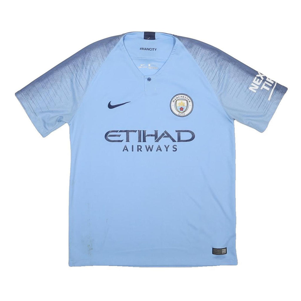 NIKE Mens Blue Manchester City Football Shirt L Short Sleeve V-Neck Sports