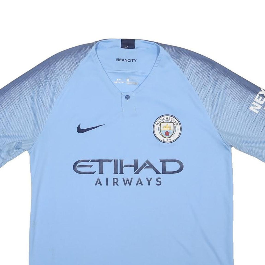 NIKE Mens Blue Manchester City Football Shirt L Short Sleeve V-Neck Sports