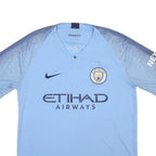 NIKE Mens Blue Manchester City Football Shirt L Short Sleeve V-Neck Sports