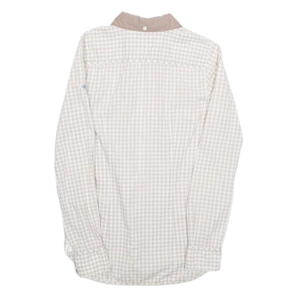 TOMMY HILFIGER Womens Shirt Beige Check Long Sleeve UK 8