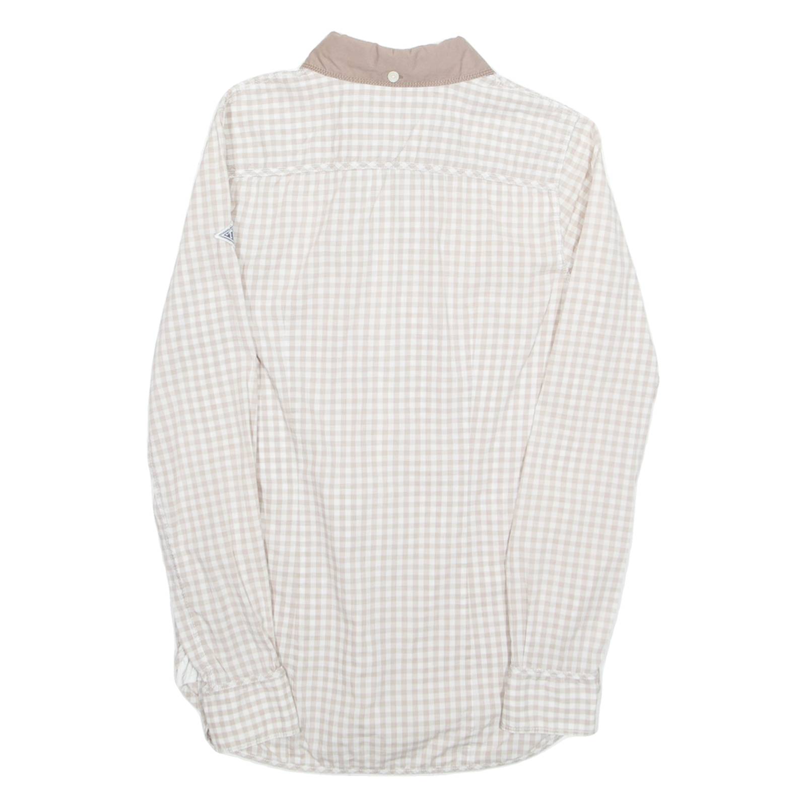 TOMMY HILFIGER Womens Shirt Beige Check Long Sleeve UK 8