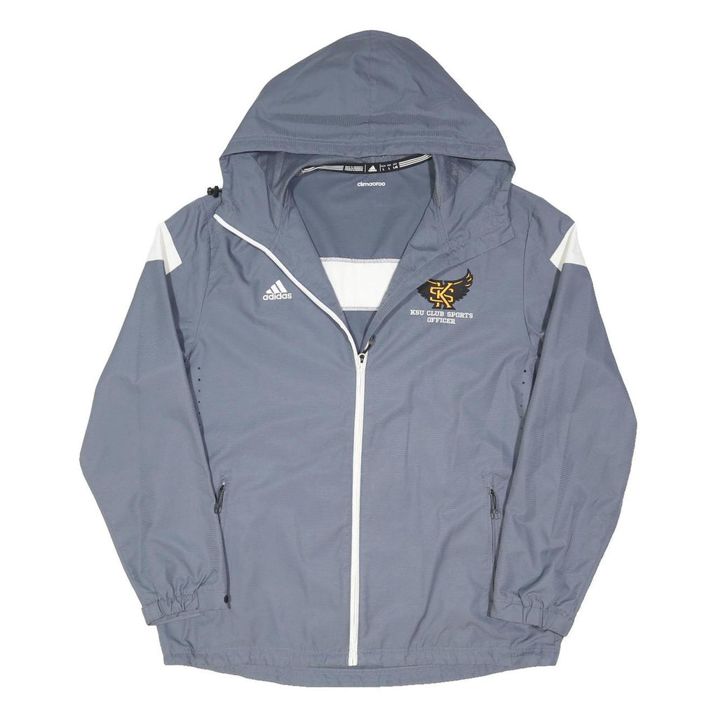 ADIDAS Mens Grey & White KSU Club Sports Officer Zip Jacket L Polyester Blend