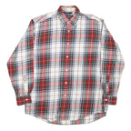 NAUTICA Mens Red Green White Plaid Shirt M Button Down Cotton Blend Classic
