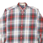 NAUTICA Mens Red Green White Plaid Shirt M Button Down Cotton Blend Classic