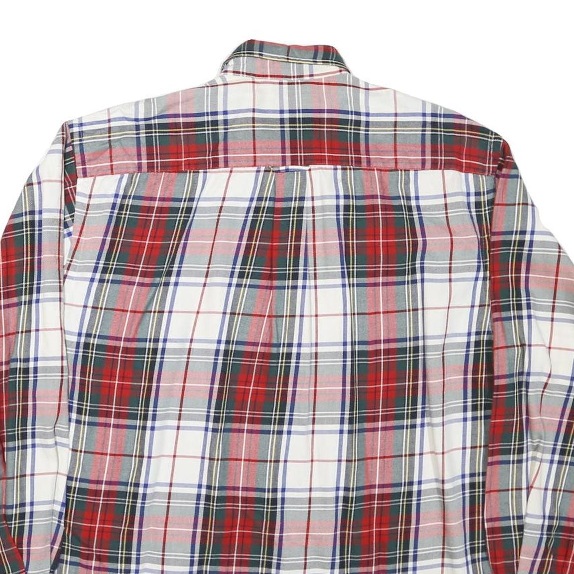 NAUTICA Mens Red Green White Plaid Shirt M Button Down Cotton Blend Classic