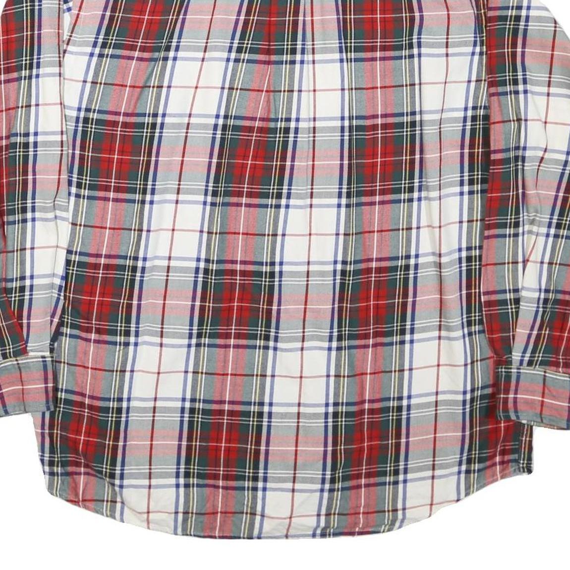 NAUTICA Mens Red Green White Plaid Shirt M Button Down Cotton Blend Classic