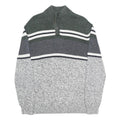 CHAPS Mens Grey & White Patterned Cotton Pullover Jumper Cable Knit L