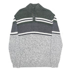CHAPS Mens Grey & White Patterned Cotton Pullover Jumper Cable Knit L
