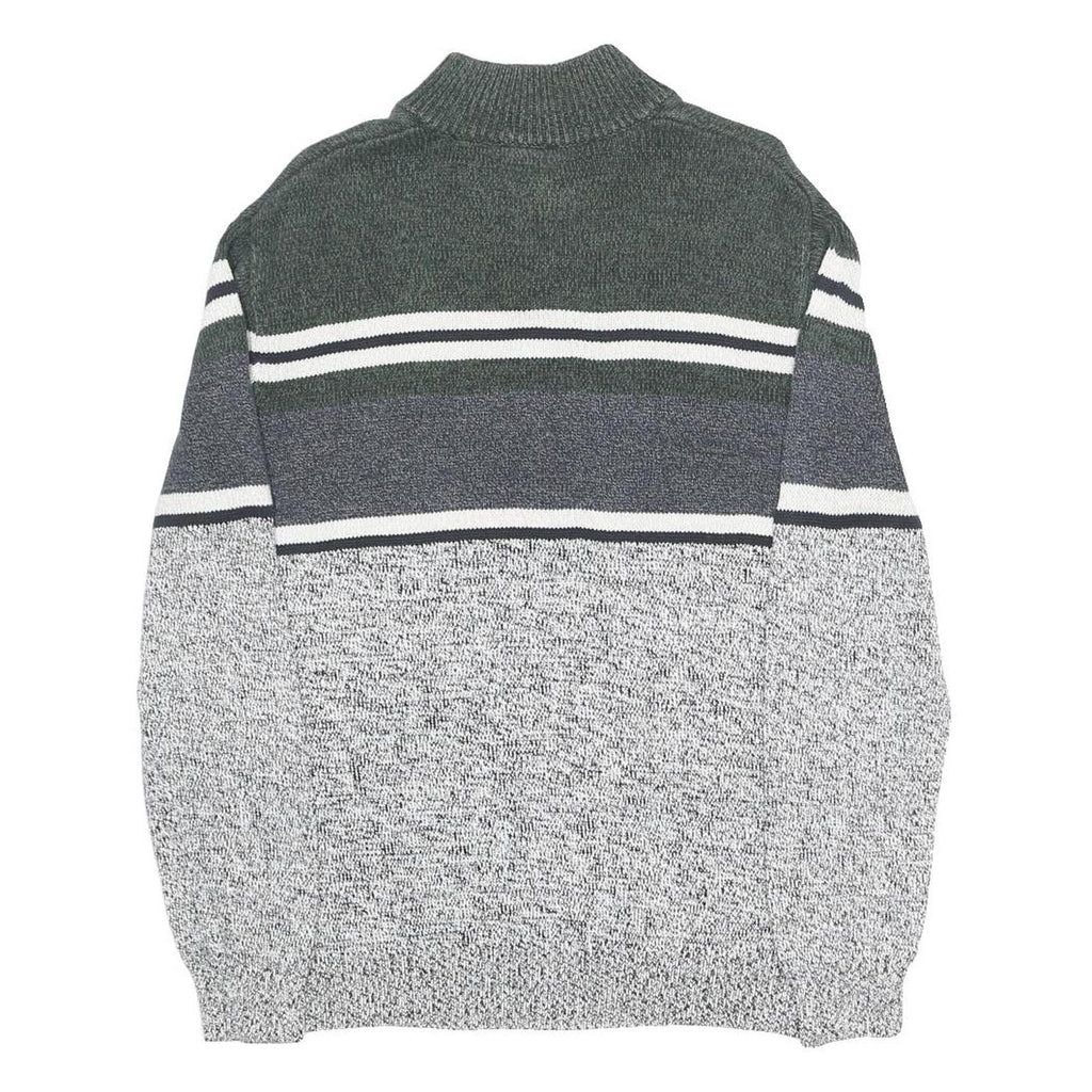 CHAPS Mens Grey & White Patterned Cotton Pullover Jumper Cable Knit L