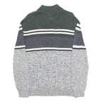 CHAPS Mens Grey & White Patterned Cotton Pullover Jumper Cable Knit L