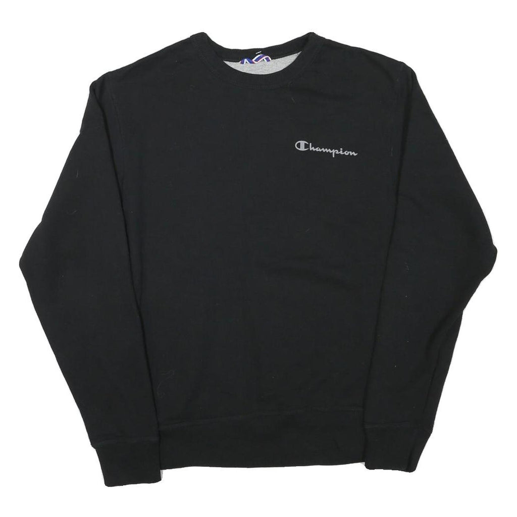 CHAMPION Mens Black Crew Neck S Cotton Blend Pullover Sweatshirt