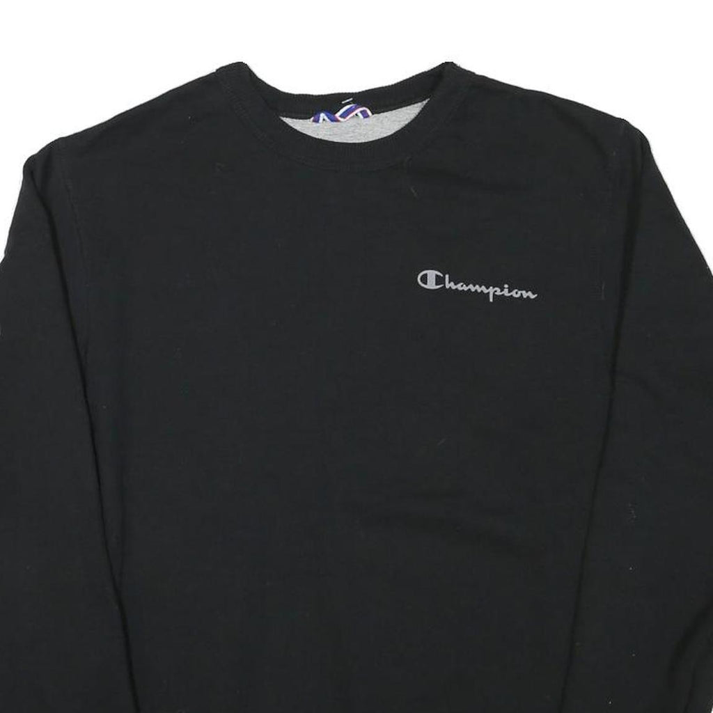 CHAMPION Mens Black Crew Neck S Cotton Blend Pullover Sweatshirt