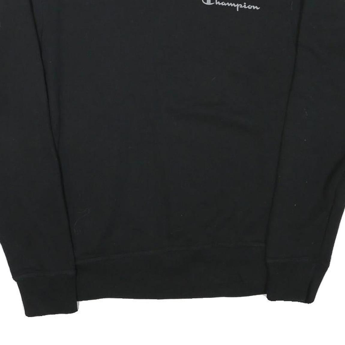 CHAMPION Mens Black Crew Neck S Cotton Blend Pullover Sweatshirt