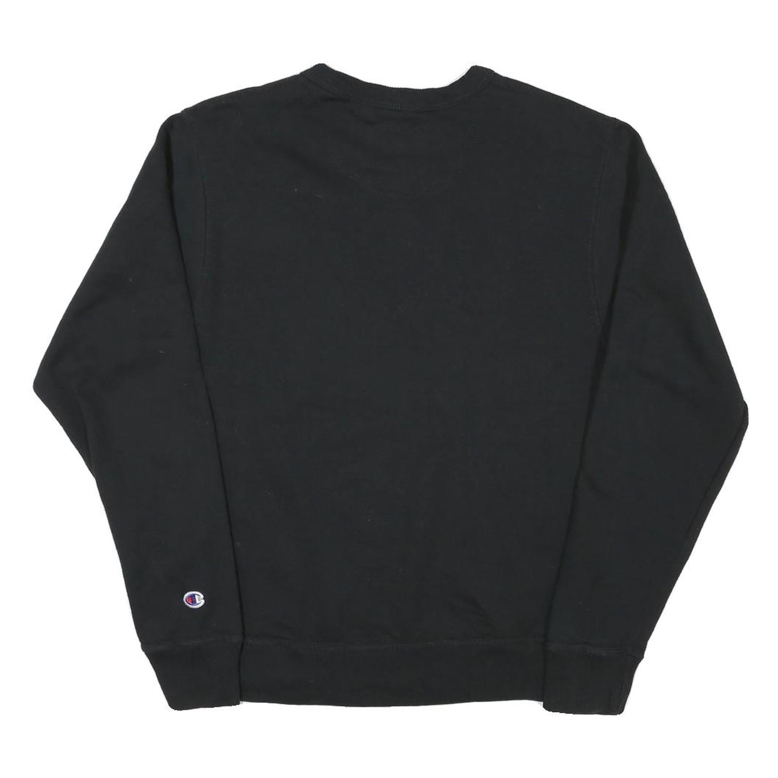 CHAMPION Mens Black Crew Neck S Cotton Blend Pullover Sweatshirt