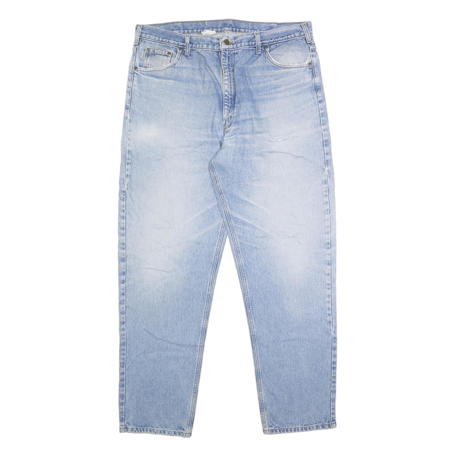 CARHARTT Mens Jeans Blue Relaxed Straight Denim Light W39 L34 Casual Workwear