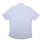 PIERRE CARDIN Mens White Plain Cotton Blend Shirt M Casual Short Sleeve Button