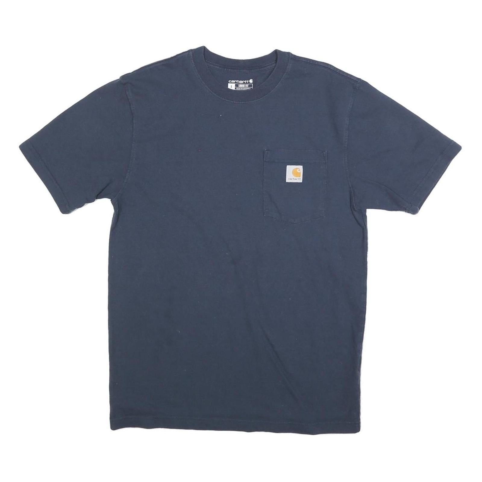 CARHARTT Mens Blue Pocket T-Shirt S Short Sleeve Crew Neck Cotton Blend Casual