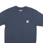 CARHARTT Mens Blue Pocket T-Shirt S Short Sleeve Crew Neck Cotton Blend Casual