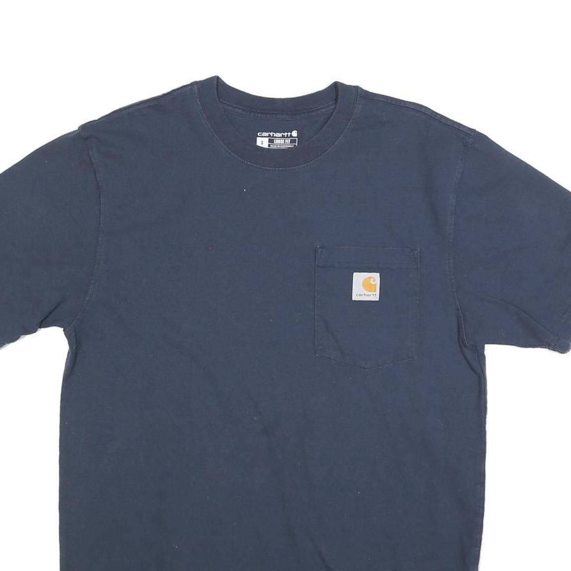 CARHARTT Mens Blue Pocket T-Shirt S Short Sleeve Crew Neck Cotton Blend Casual