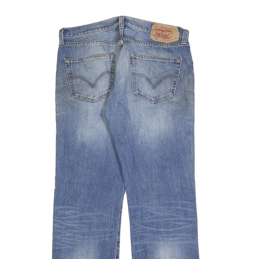 LEVI'S 501 Mens Jeans Blue Regular Straight Denim Light W36 L34 Classic Button