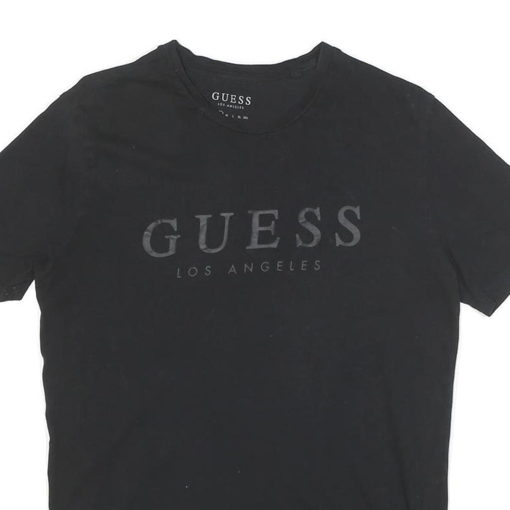 GUESS Mens Black S Logo Print T-Shirt Short Sleeve Crew Neck Casual Cotton Blend