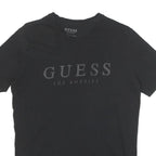 GUESS Mens Black S Logo Print T-Shirt Short Sleeve Crew Neck Casual Cotton Blend