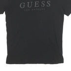 GUESS Mens Black S Logo Print T-Shirt Short Sleeve Crew Neck Casual Cotton Blend