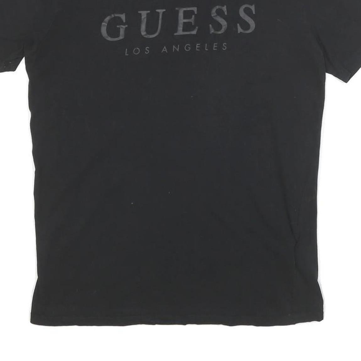 GUESS Mens Black S Logo Print T-Shirt Short Sleeve Crew Neck Casual Cotton Blend