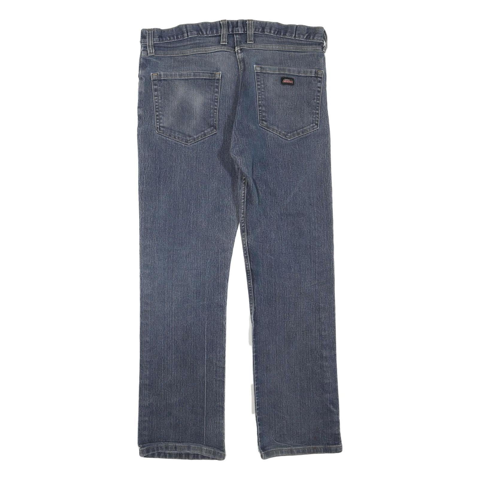 DICKIES Womens Regular Fit Blue Denim Straight Leg Jeans W34 L28 Cotton Blend