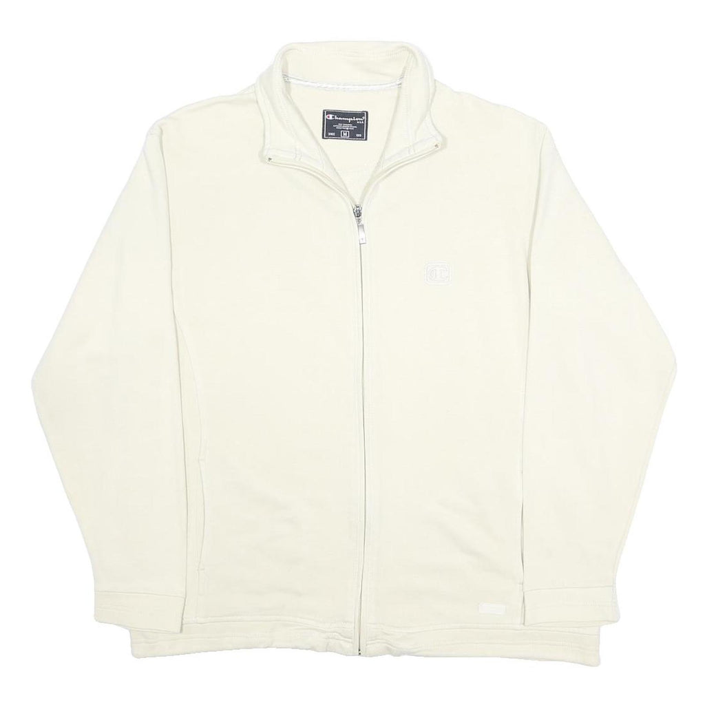 CHAMPION Mens Cream Jacket M Cotton Blend Plain Zip Casual Lightweight
