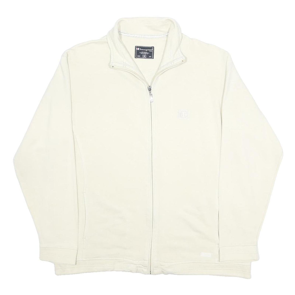 CHAMPION Mens Cream Jacket M Cotton Blend Plain Zip Casual Lightweight