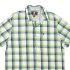 TIMBERLAND Mens Green & Blue Check Short Sleeve Shirt L Cotton Blend Casual