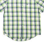 TIMBERLAND Mens Green & Blue Check Short Sleeve Shirt L Cotton Blend Casual