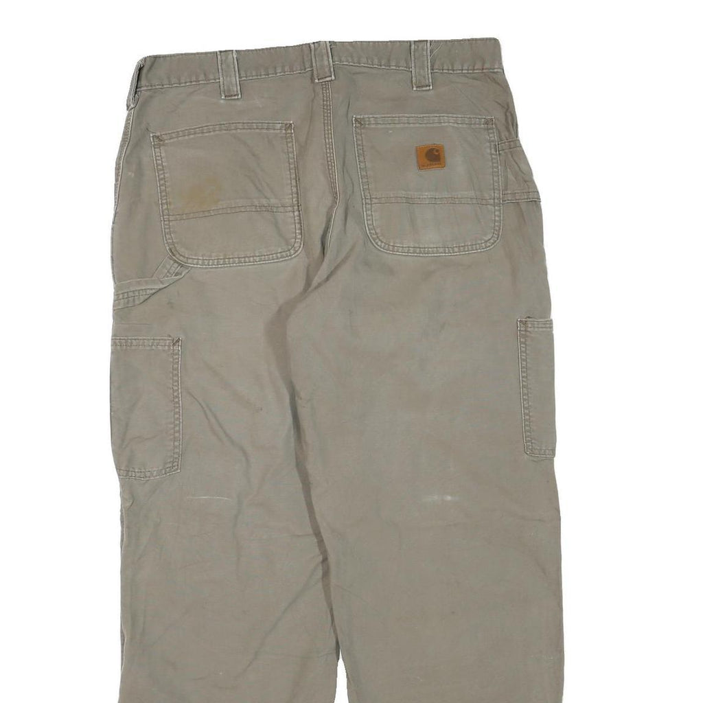 CARHARTT Mens Cotton Blend Beige Regular Fit Straight Leg Trousers W36 L30