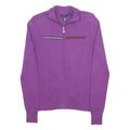 TOMMY HILFIGER Mens Purple Full Zip Plain Crew Neck Basic Knit XS Cotton Jumper