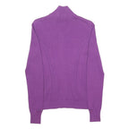 TOMMY HILFIGER Mens Purple Full Zip Plain Crew Neck Basic Knit XS Cotton Jumper