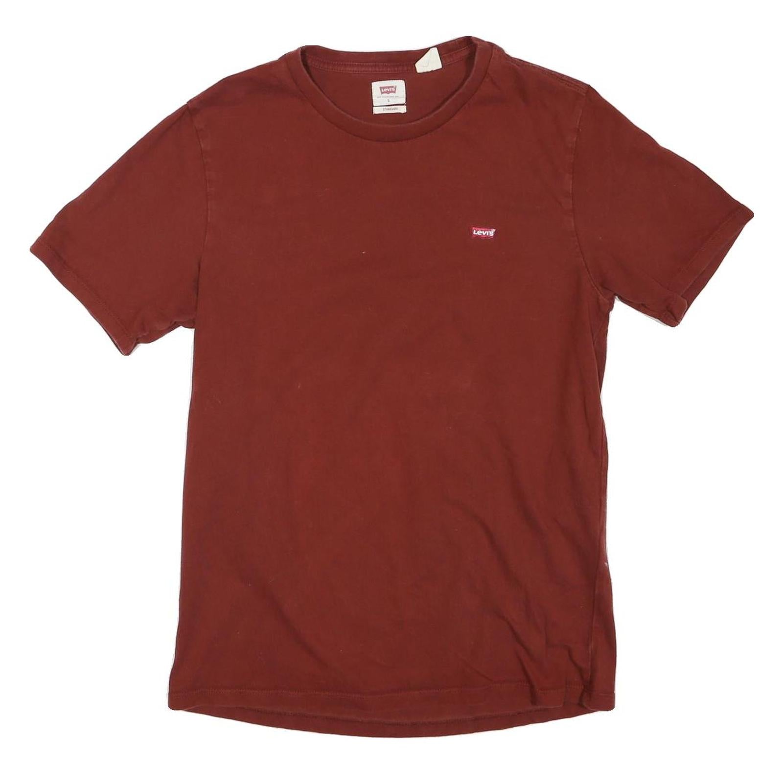 LEVI'S Mens Red S Short Sleeve Crew Neck Logo Graphic T-Shirt Cotton Blend