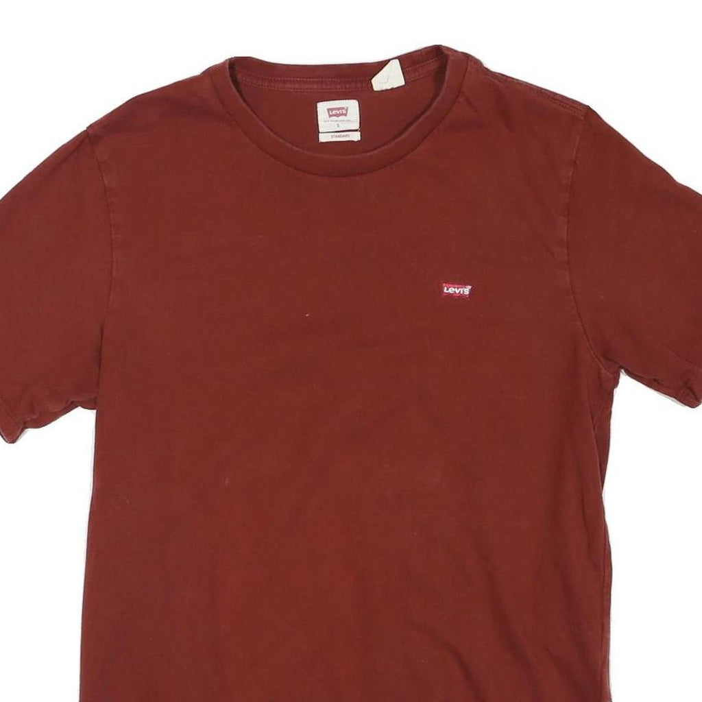 LEVI'S Mens Red S Short Sleeve Crew Neck Logo Graphic T-Shirt Cotton Blend