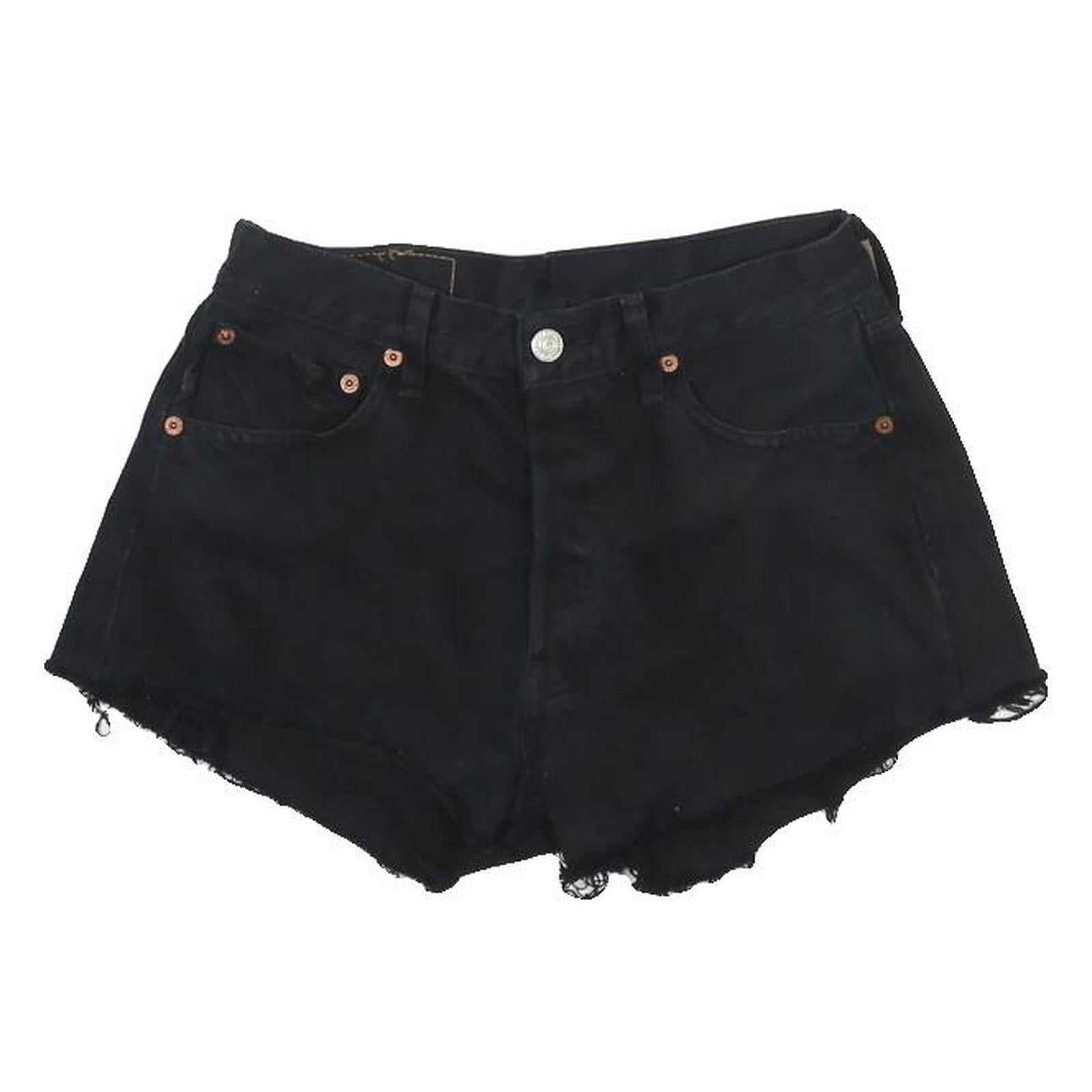 LEVI'S Womens Black Denim Cut-Off Shorts S W26 Frayed Hem Casual Summer