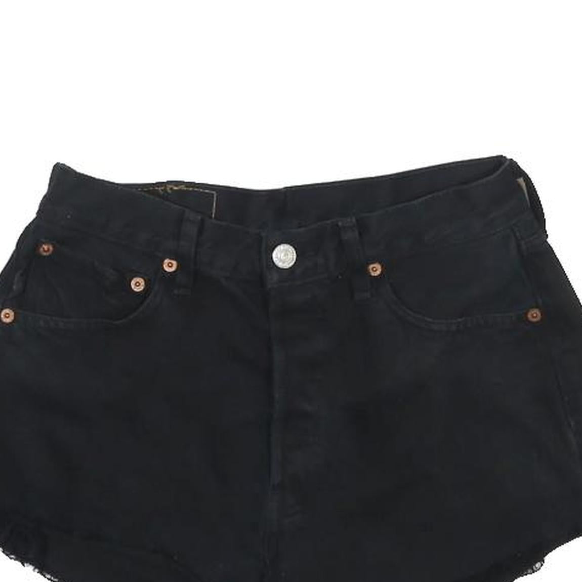 LEVI'S Womens Black Denim Cut-Off Shorts S W26 Frayed Hem Casual Summer