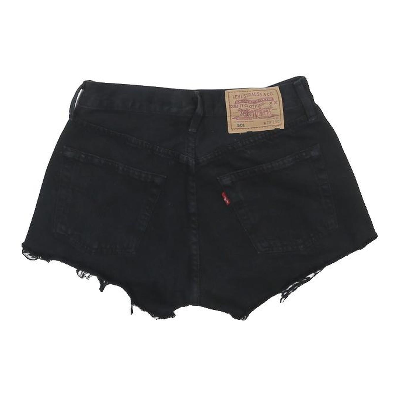 LEVI'S Womens Black Denim Cut-Off Shorts S W26 Frayed Hem Casual Summer