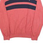 TOMMY HILFIGER Mens Red & Navy Patterned Pullover Jumper Crew Neck Basic Knit L