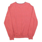 TOMMY HILFIGER Mens Red & Navy Patterned Pullover Jumper Crew Neck Basic Knit L