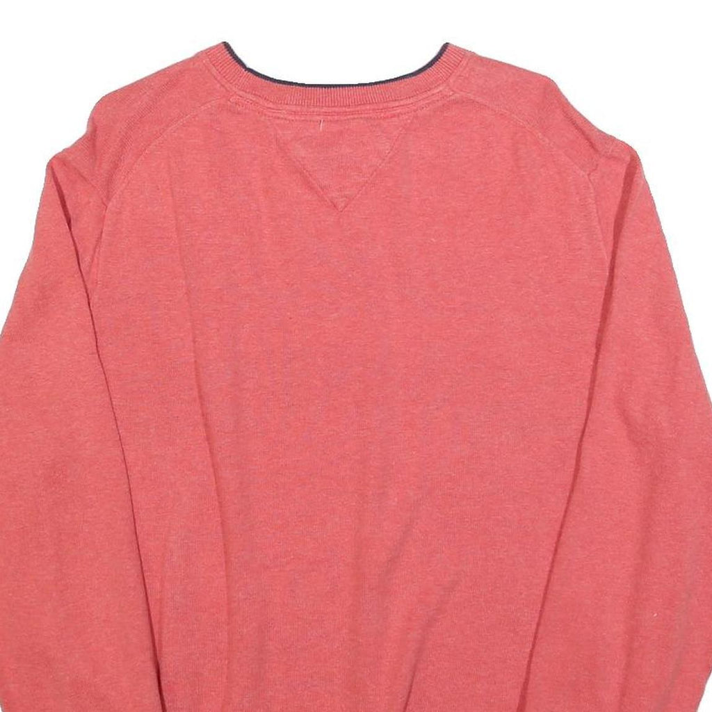 TOMMY HILFIGER Mens Red & Navy Patterned Pullover Jumper Crew Neck Basic Knit L